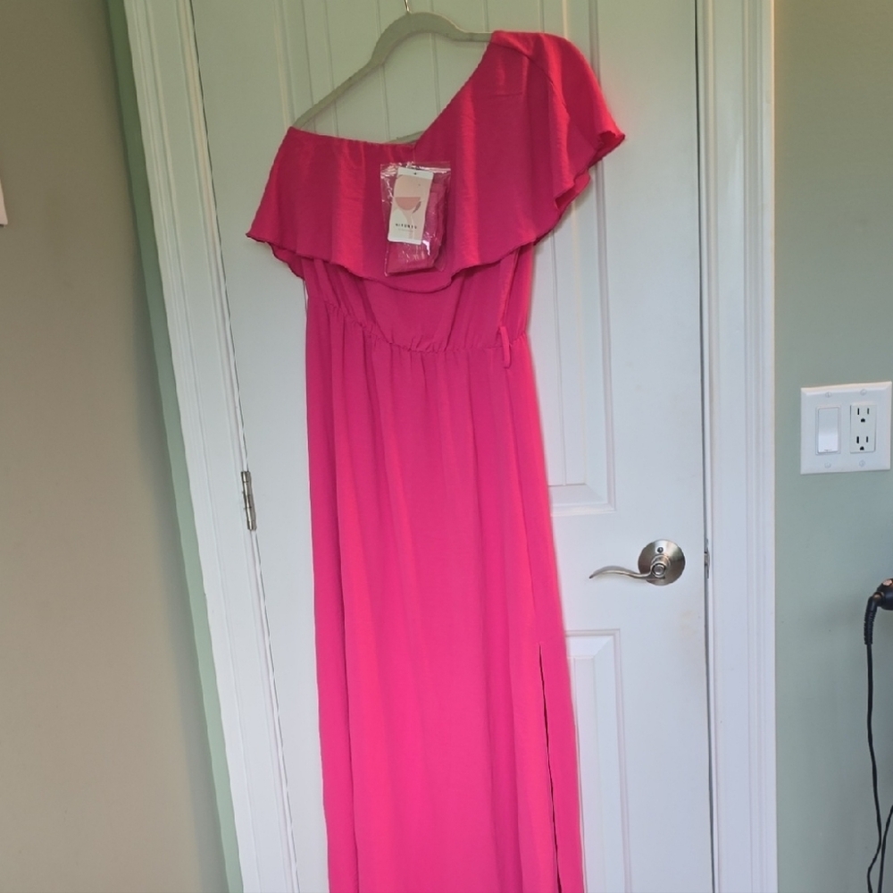 One Shoulwr Pink Dress
